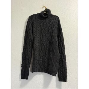 Asos Mens Wool Blend turtleneck cable knit sweater   L tall grandpa old money
